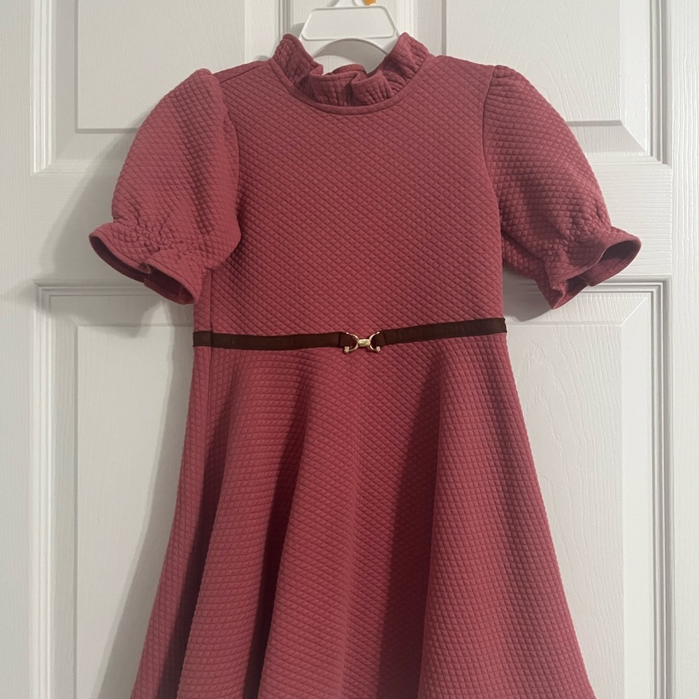Janie and Jack Quilted Mauve Dress with Belt